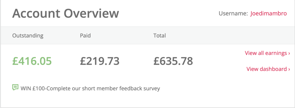 Dashboard showing £635 earned on TopCashback